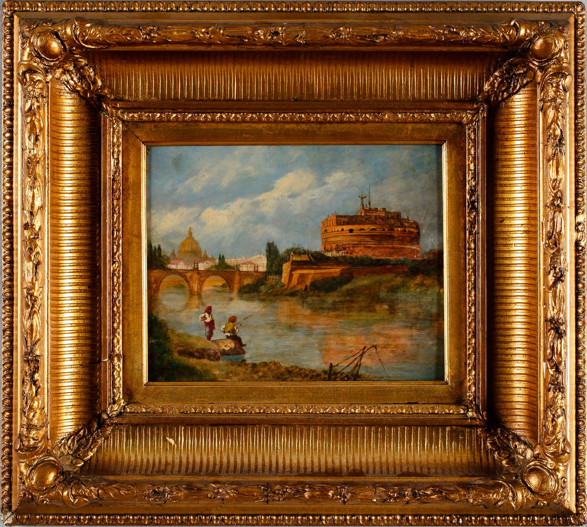 OIDENTIFIERAD KONSTNÄR, olja på pannå, otydligt signerad.