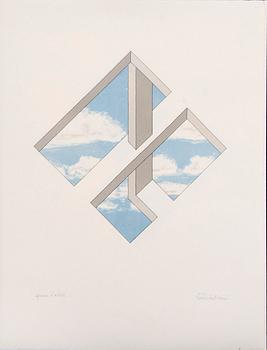 Oscar Reutersvärd, three color lithographs, signed épreuve d'artiste.