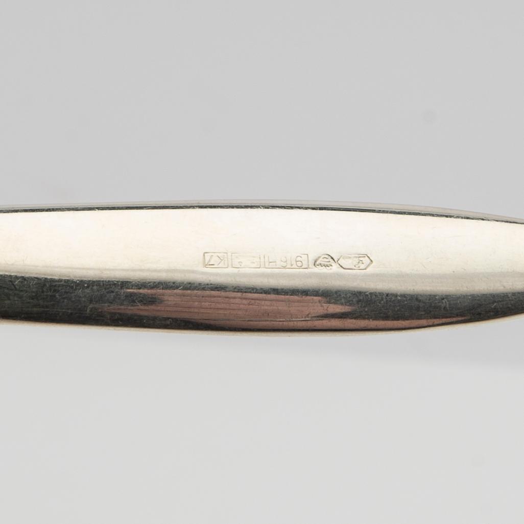 Tapio Wirkkala,  skedar 12 st silver "Tapio", 1963 Kultakeskus, Tavastehus Finland.