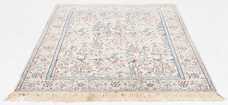 Matta, Nain, part silk, figural, ca. 165 x 110 cm.