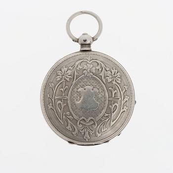 FICKUR, Jaques, silver, 1800-tal. Nyckeln medföljer.