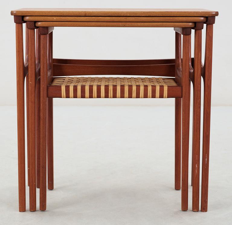 SATSBORD, teak och rotting, Heltborg Möbler, Danmark, No 15, 1960-tal. Brännmärkt.