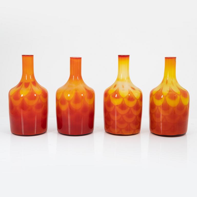 Vaser, 8 st, glas, Elme Glasbruk, 1960-tal.