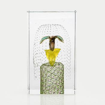 Oiva Toikka, A jubilee cube "Pohjolan häät Kalevala 150", signed Oiva Toikka Nuutajärvi 47/50.