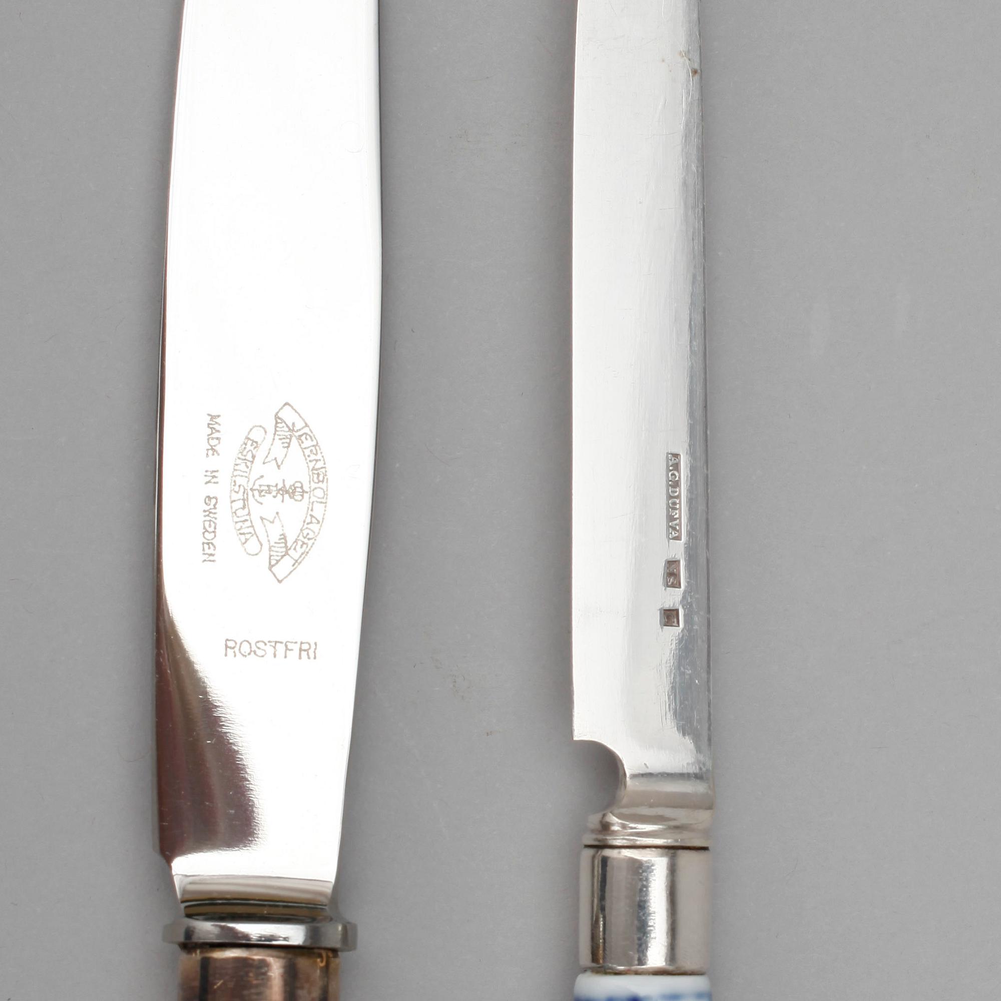 KNIVAR, 12+12, porslin och nysilver / rostfritt stål.
