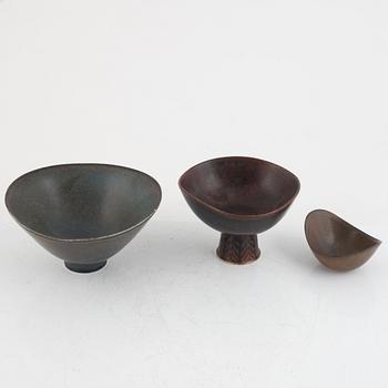 Carl-Harry Stålhane, two bowls and Gunnar Nylund, a bowl, Rörstrand.