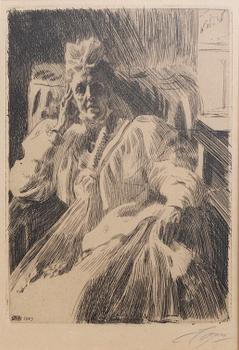Anders Zorn, a signed etching from 1909.
