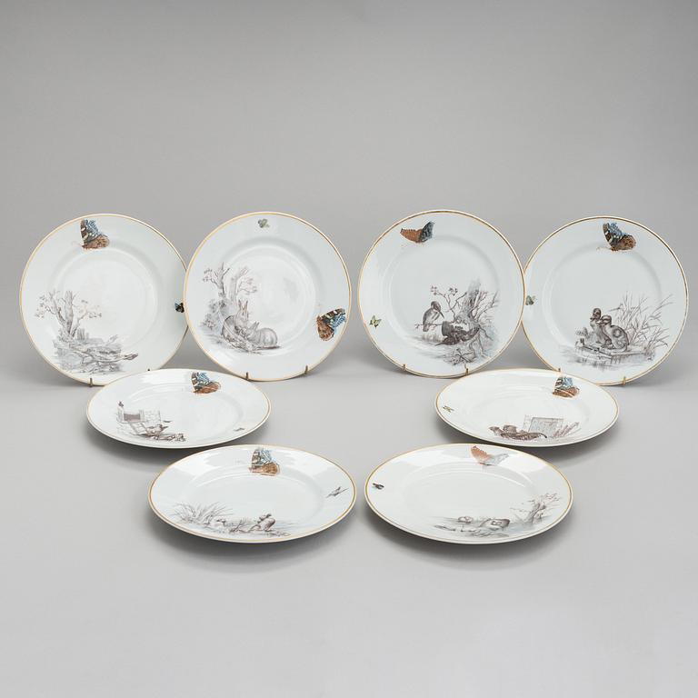 Set of eight Russin porcelain plates for Kornilov Brothers 1884-1917.