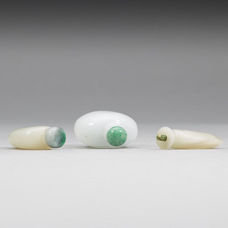 A set of three snuffbottles, China, early 20th Century or older.