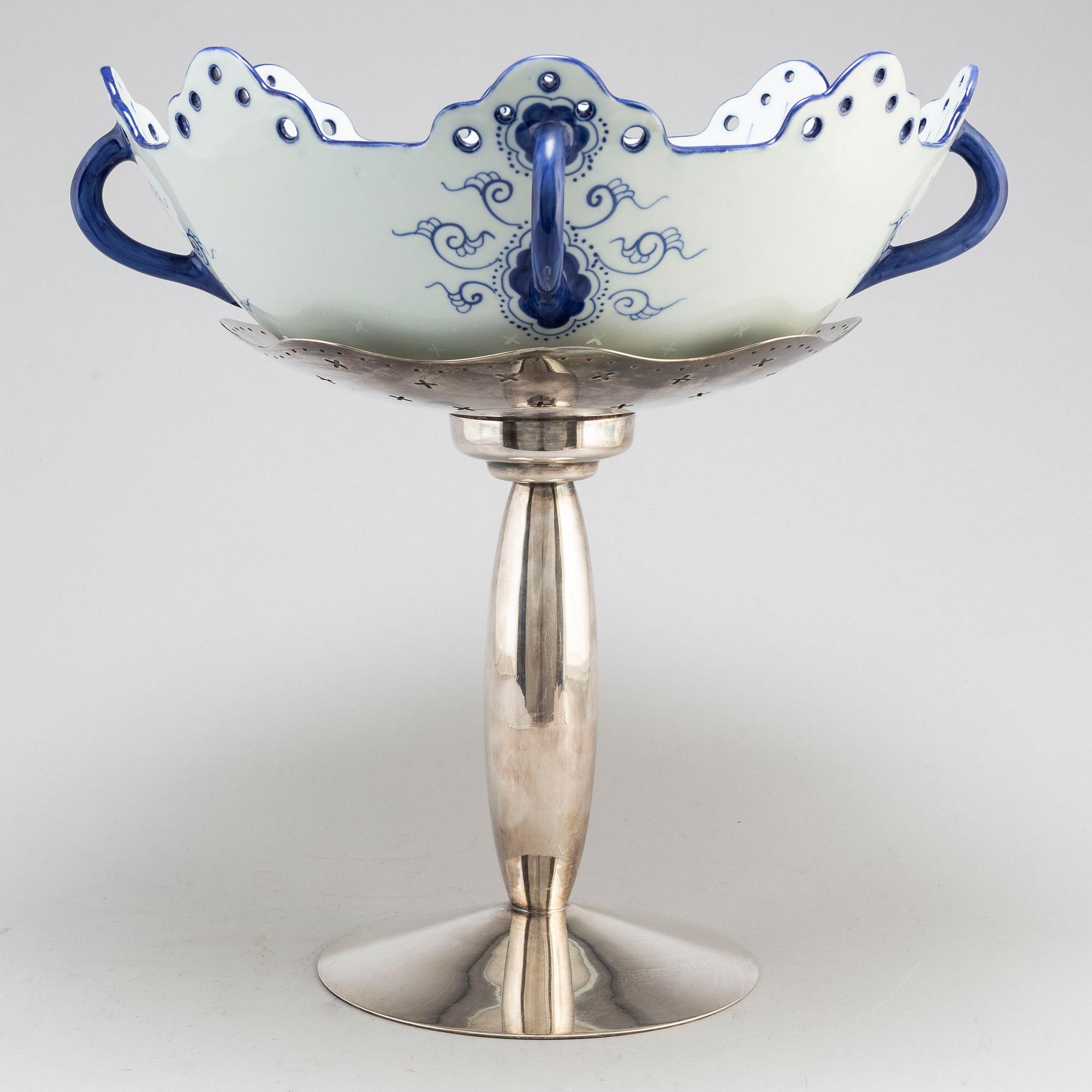 BOREK SIPEK, an 'Odette' porcelain and silver plated brass centrepiece from Driade, Italy.