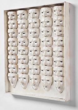 Albert Johansson, blandteknik och assemblage. Signerad och daterad 1970 a tergo.