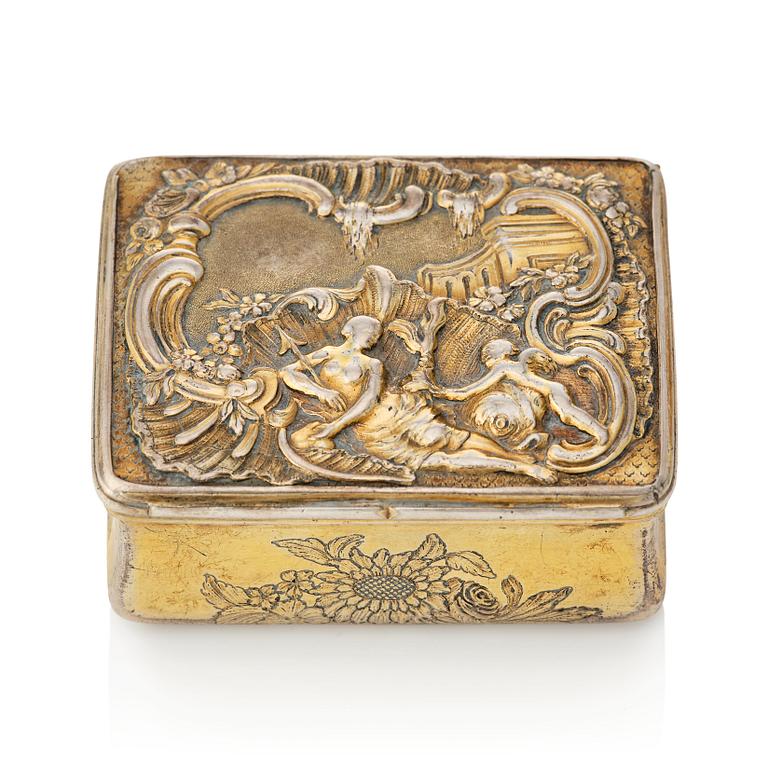 A Swedish Rococo silver-gilt snuff-box, mark of Kilian Kelson, Stockholm 1759.