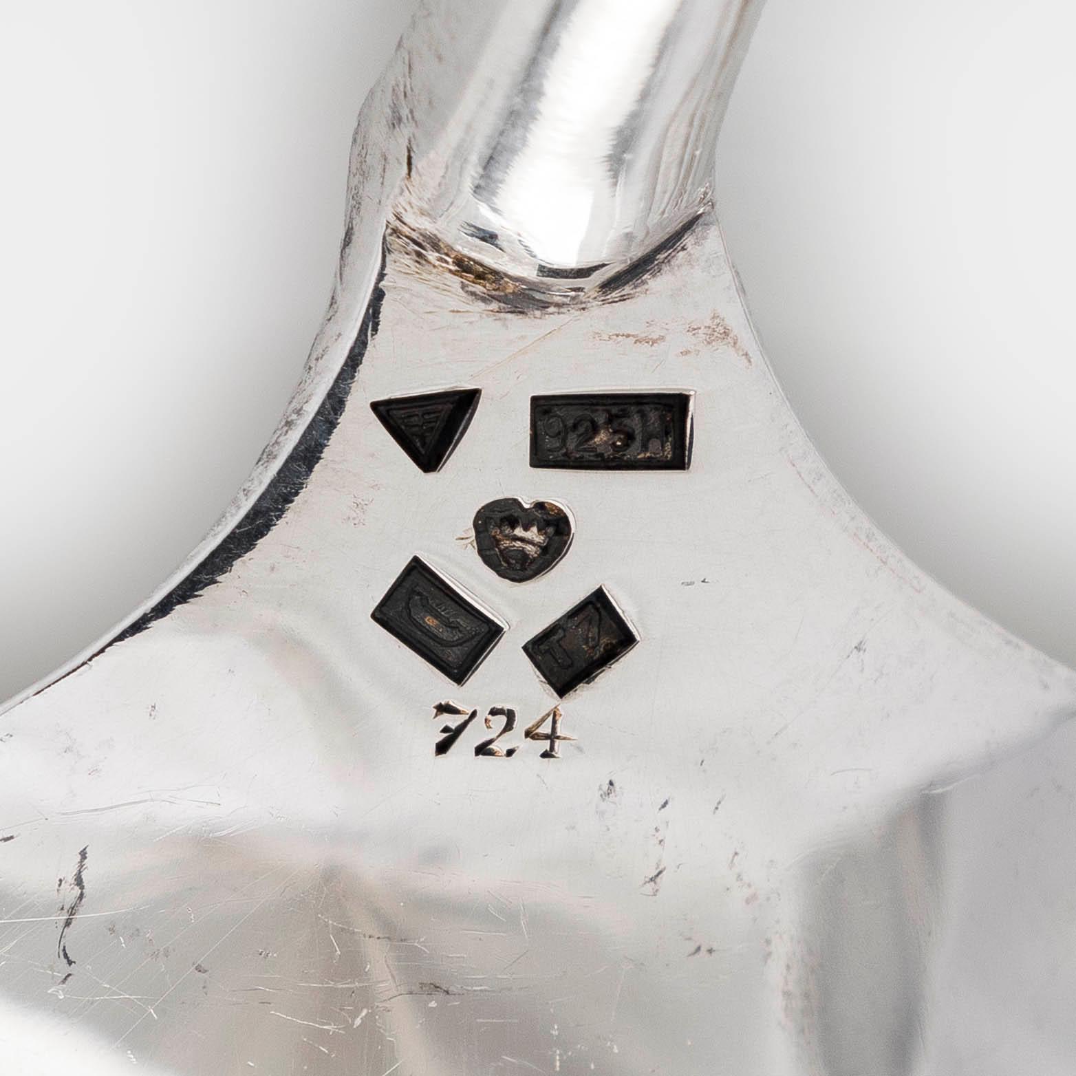 Tillander, a 2 piece-set of sterling silver vodka spoons, Helsinki 1972 and 1977.