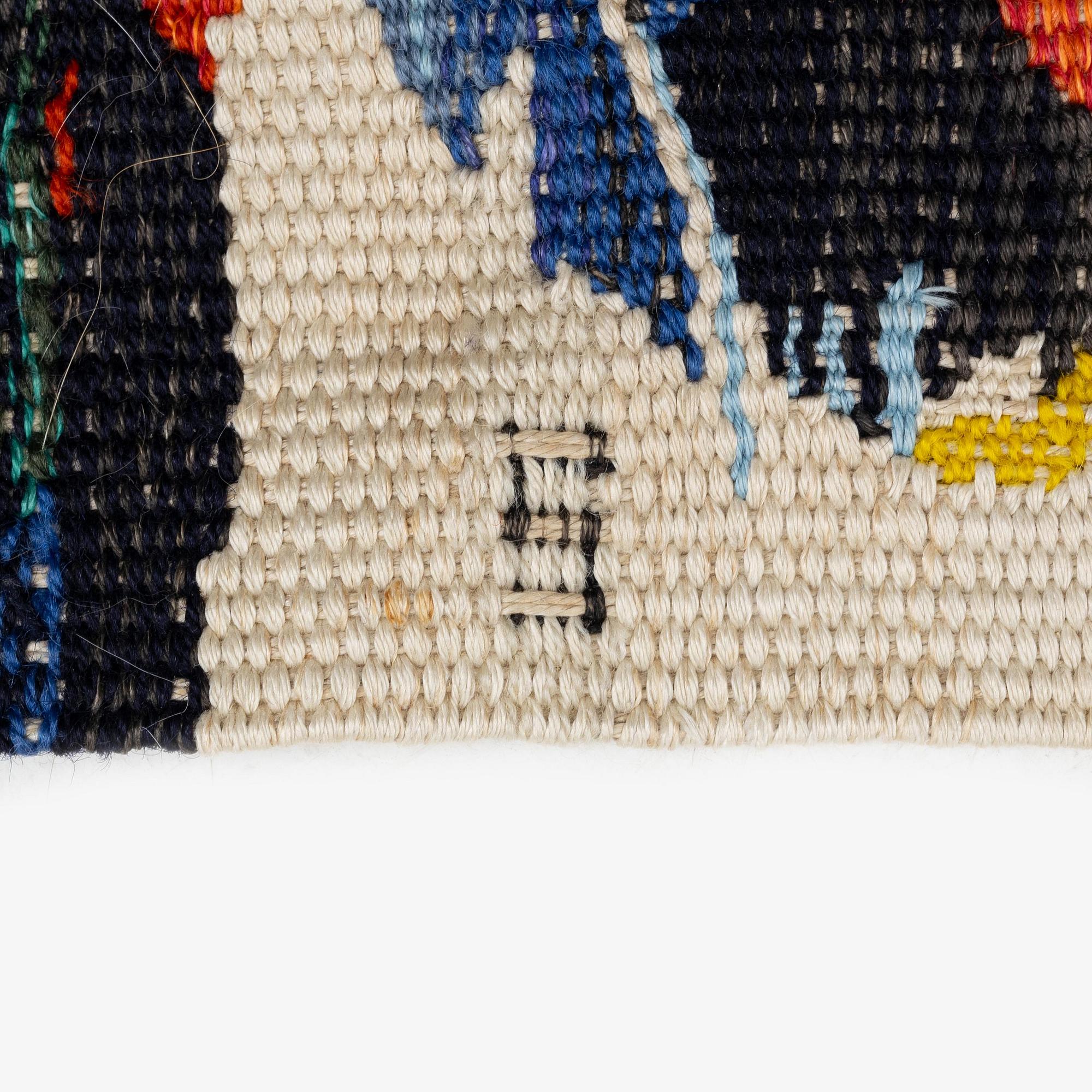 Barbro Sprinchorn, a textile, 'Mörk frukt', tapestry weave, c. 45 x 38 cm, signerad S.