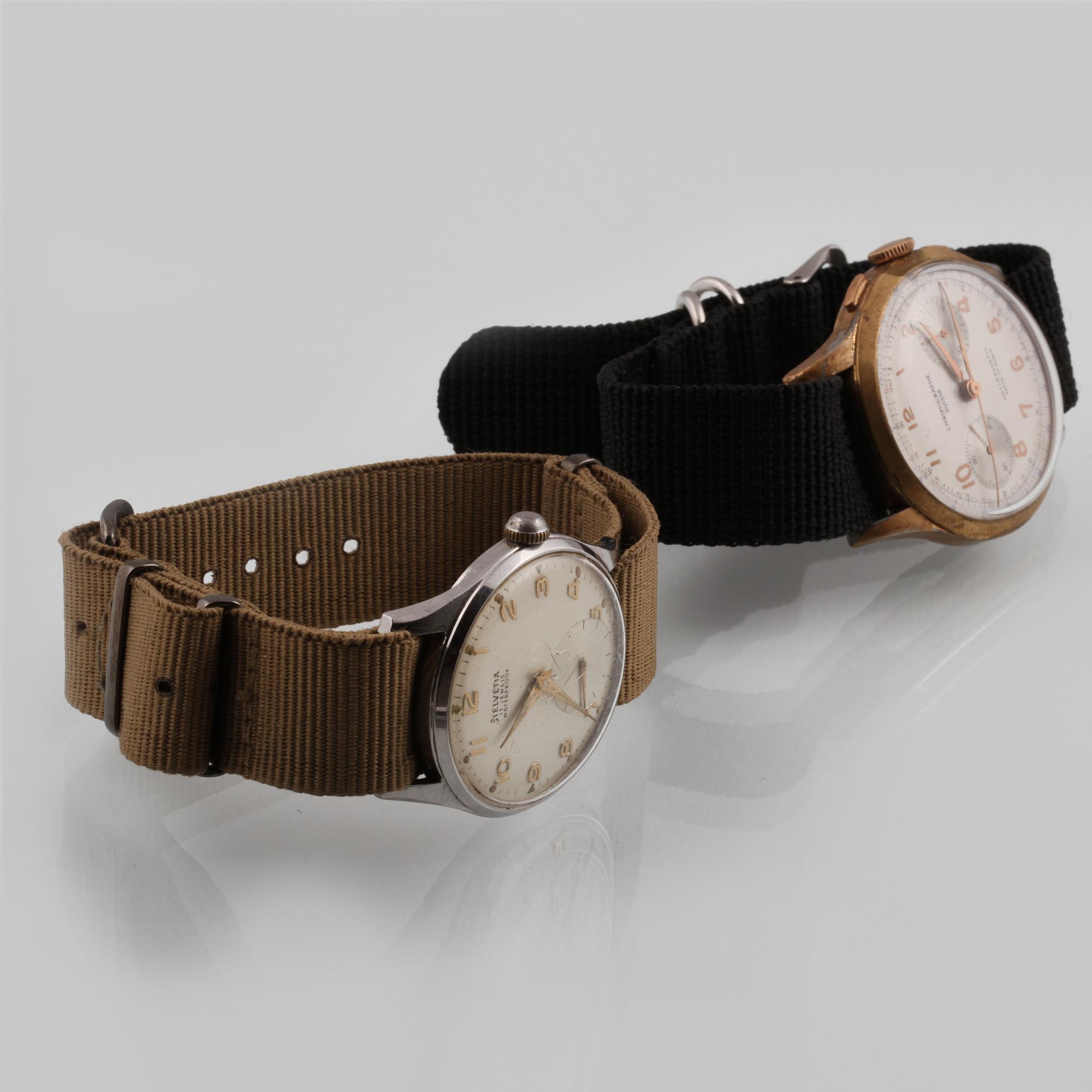 ARMBANDSUR, 2 st, Chronographe Suisse och Helvetia.