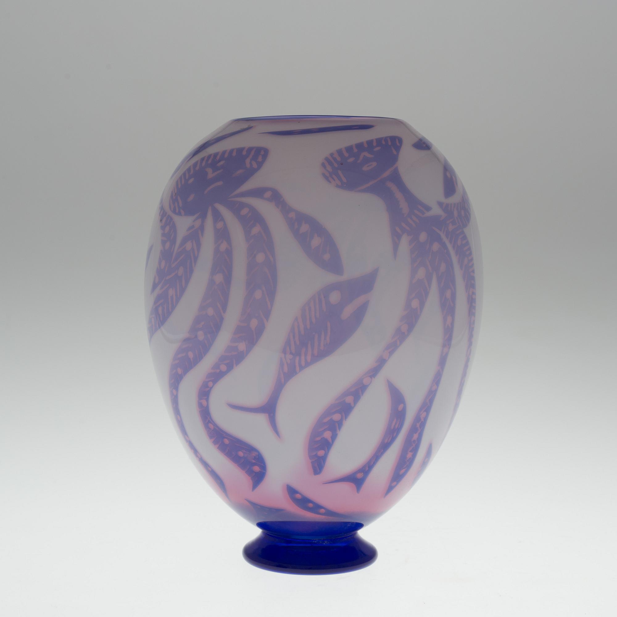 WILKE ADOLFSSON, vase, glass, signed and dated -86.