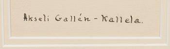ALBERT GEBHARD, TECKNING, tusch, porträtt av Akseli Gallen-Kallela, monogramsign.