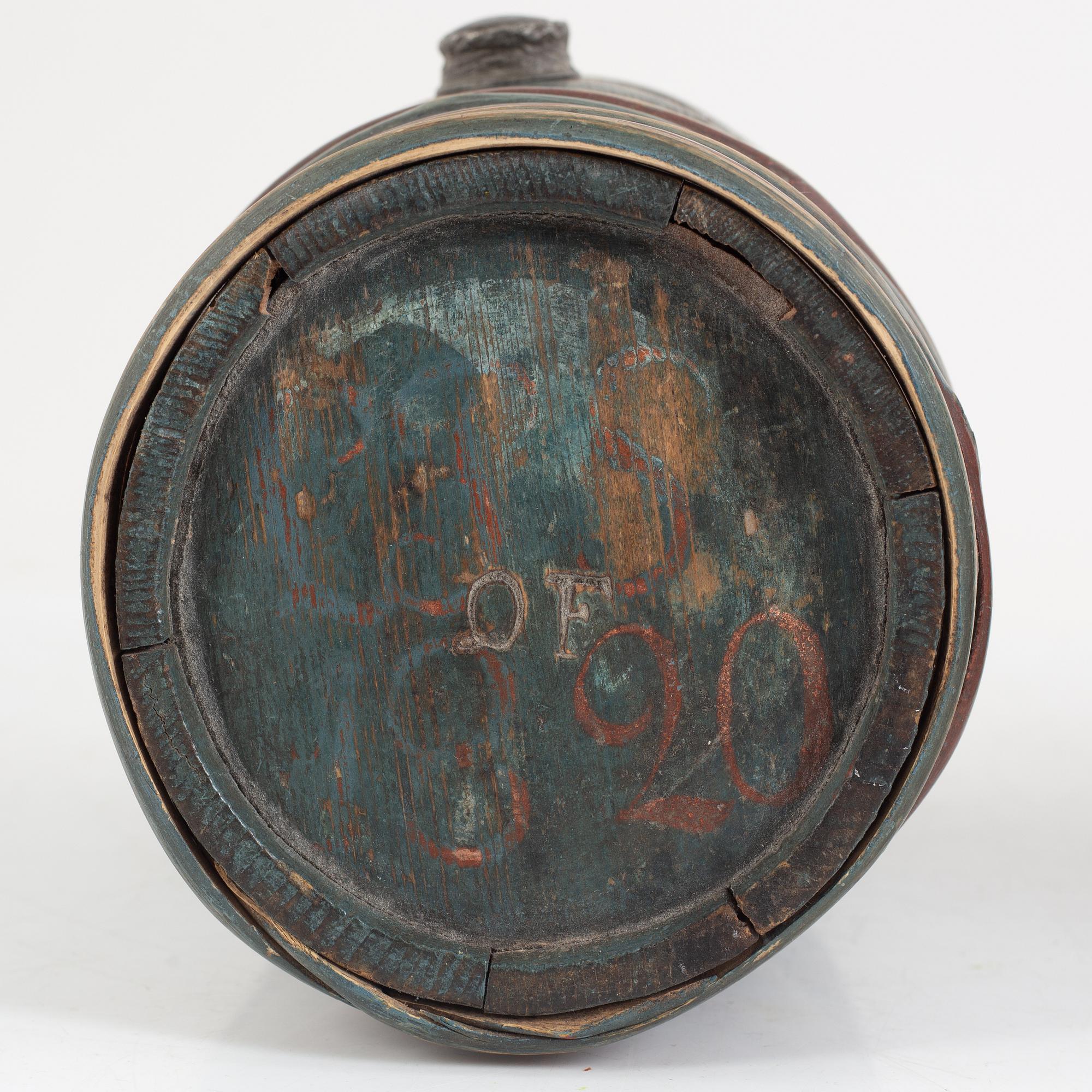 A set of three brandy kegs from Hälsingland, Sweden, 19th century.