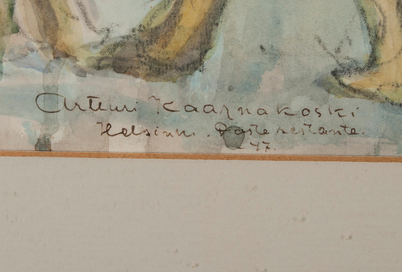 ARTTURI KAARNAKOSKI, akvarell, signerad och daterad Helsinki, Poste restante -47.