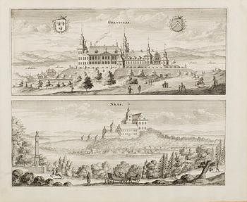 KOPPARSTICK, 5 st ur Erik Dahlbergs 'Svecia antiqua et hodierna, 1700-tal.
