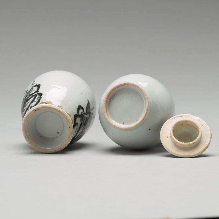 A six part grisaille tea service, Qing dynasty, Qianlong (1736-1795).