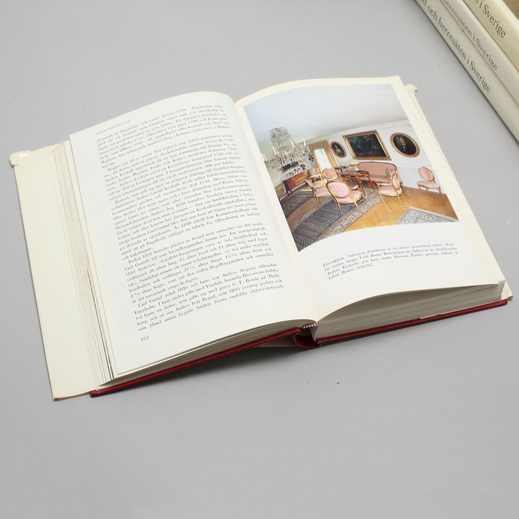 18 books "Slott och herresäten i Sverige",  Allhems förlag Malmö 1960/70s.
