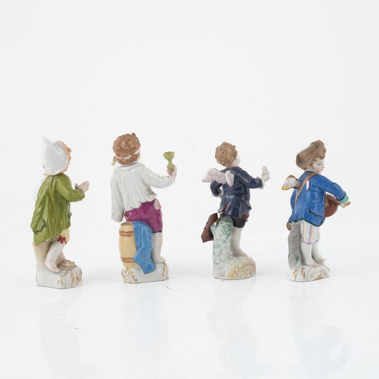 Four porcelain figurines, Königliche Porzellan-Manufaktur, Berlin, 19th century.