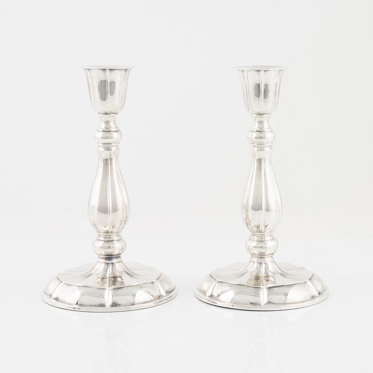 A pair of silver candlesticks, K & EC, Gothenburg, 1959.