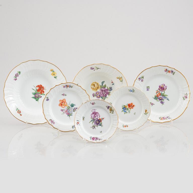 35 pieces of a "Sachsisk Blomst" porcelain dinner service, Royal Copenhagen, Denmark, of varying manufacturing date.