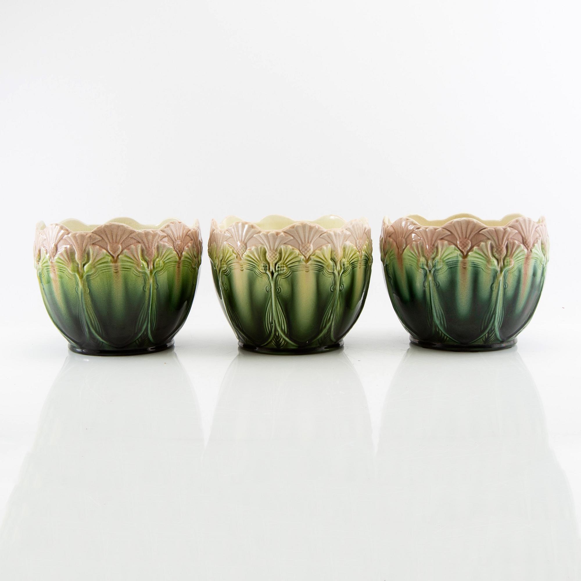 Outer covers 3 pcs Jugend, Rörstrand early 20th century stoneware.