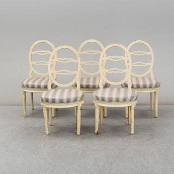 Five late 18th century Gustavian chairs.