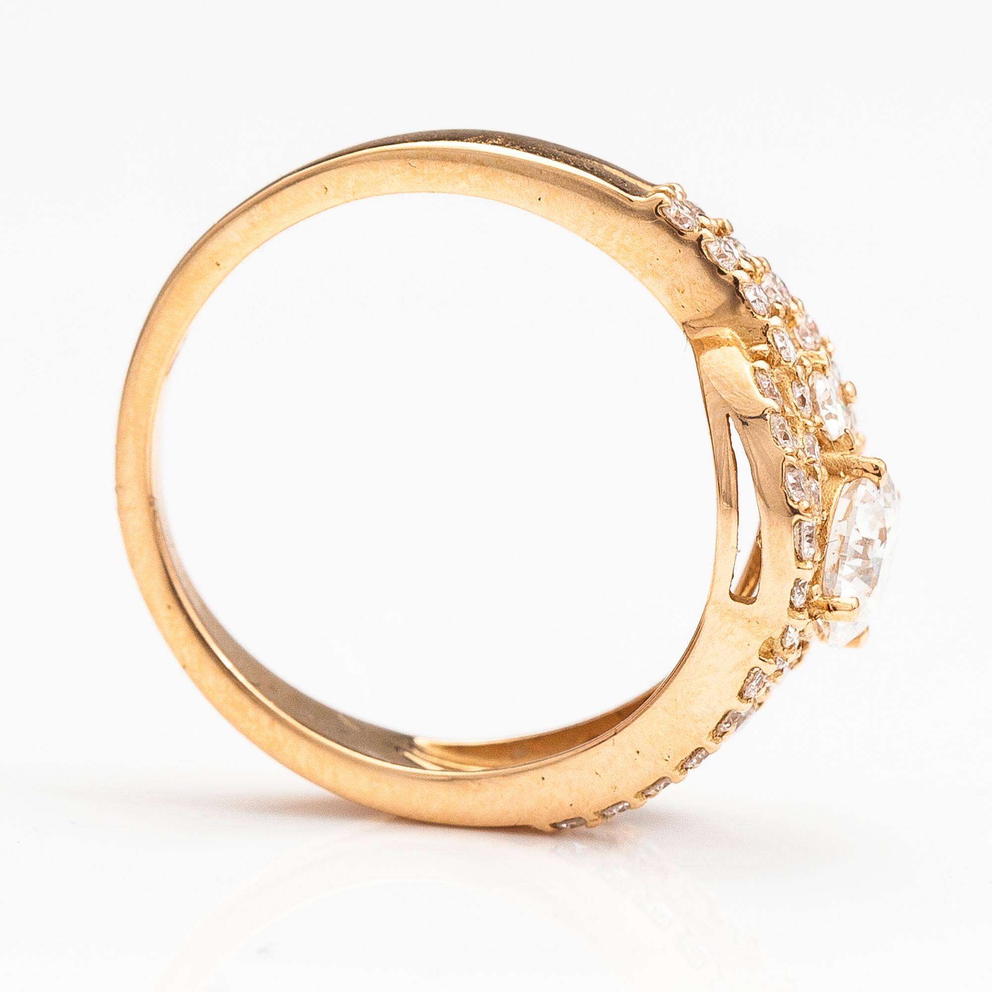 SORMUS, 14K kultaa, briljanttihiottuja timantteja n. 1.31 ct yht.