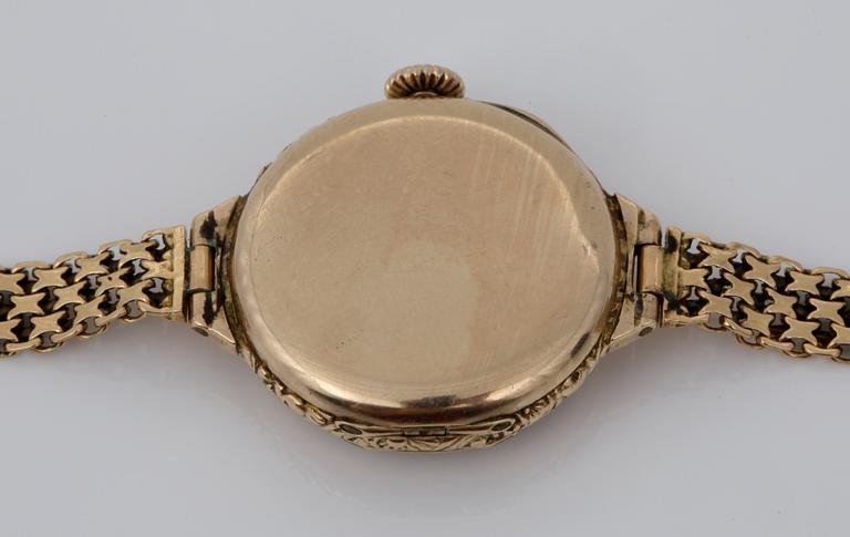 Damarmbandsur, 18 k guld, Moeris, Tot vikt ca 16,6 gram.