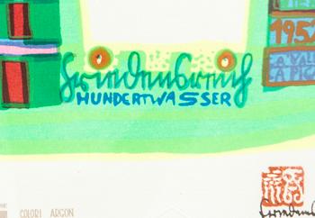 Friedensreich Hundertwasser, färgserigrafi, 1969, signerad i trycket 668/10000.