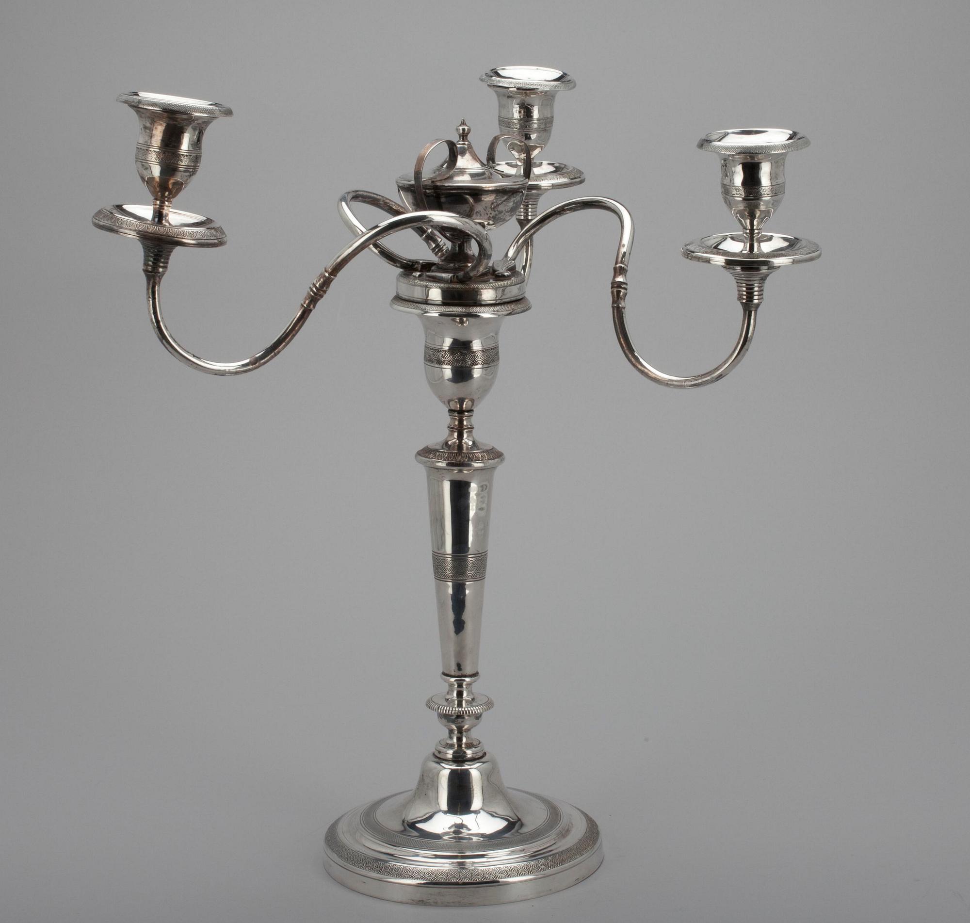 KANDELABER, nysilver, trol. Polen 1832.