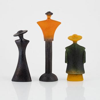 Kjell Engman, figuriner, 3 st, ur serien "Catwalk", Kosta Boda.