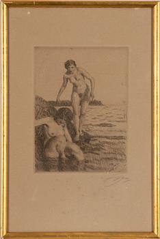 Anders Zorn, etsning, 1917, signerad med blyerts.