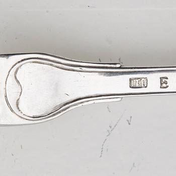 Isak Trybom, dessertgafflar, 6 st, silver, Stockholm 1763. Rokoko.
