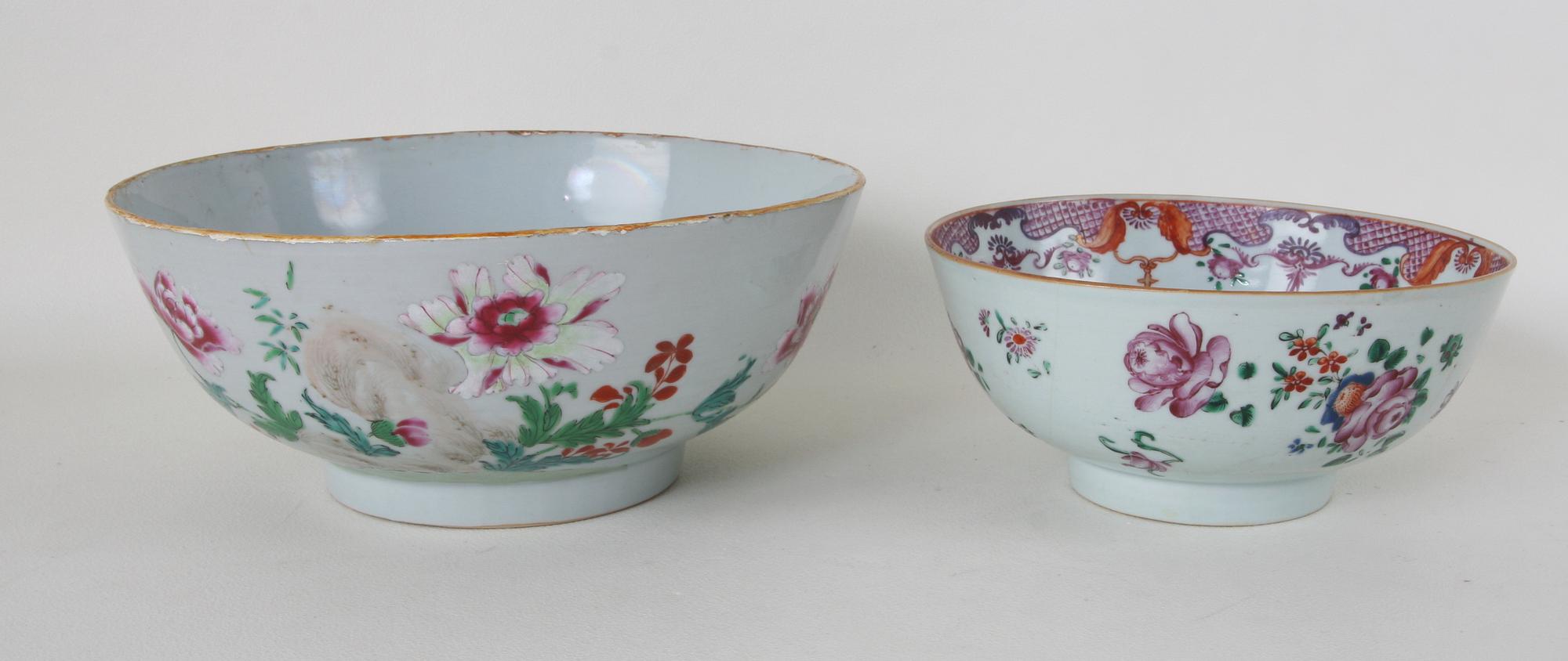 TALLRIKAR, 2 st, SKÅLFAT, 2 st samt SKÅLAR, 2 st, porslin, Kina, 1700-1800-tal.