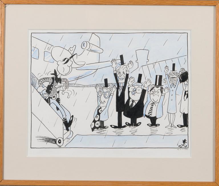 KARI SUOMALAINEN, piirros, sekatekniikka, signeerattu ja päivätty.