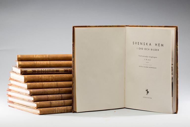 BÖCKER, 10 st, "Svenska hem i ord och bilder", Albin Roosval. 1941-50.