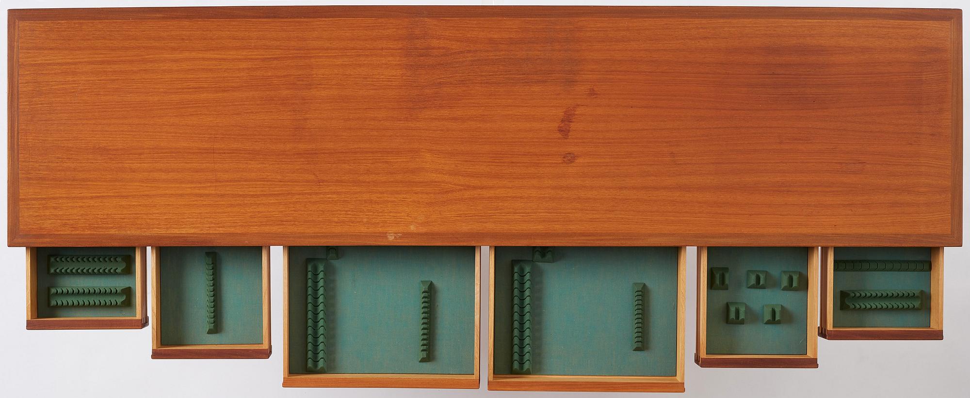 Nordiska Kompaniet, a sideboard with tables and a serving trolley, Sweden 1950s.