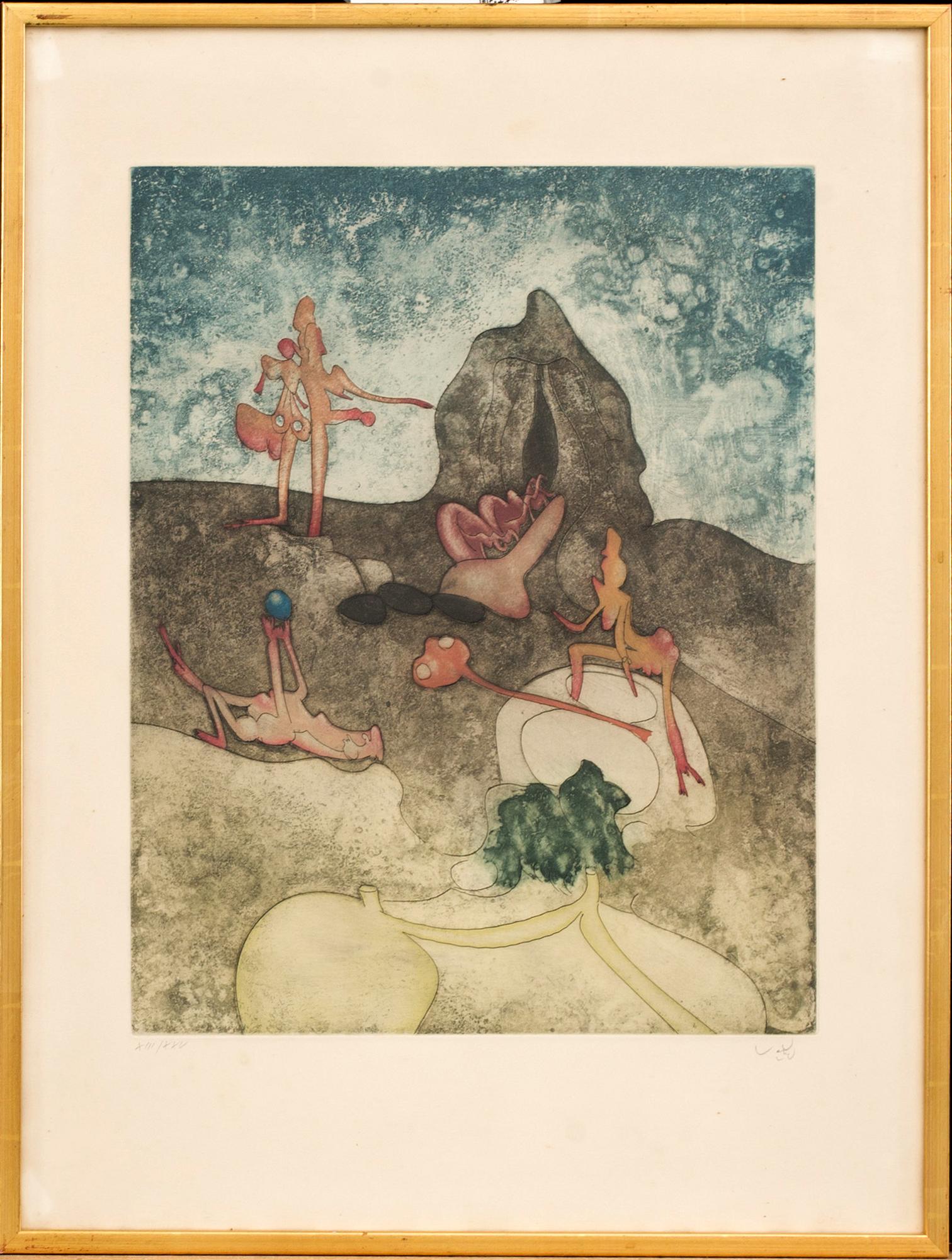 ROBERTO MATTA, färgetsning, signerad.