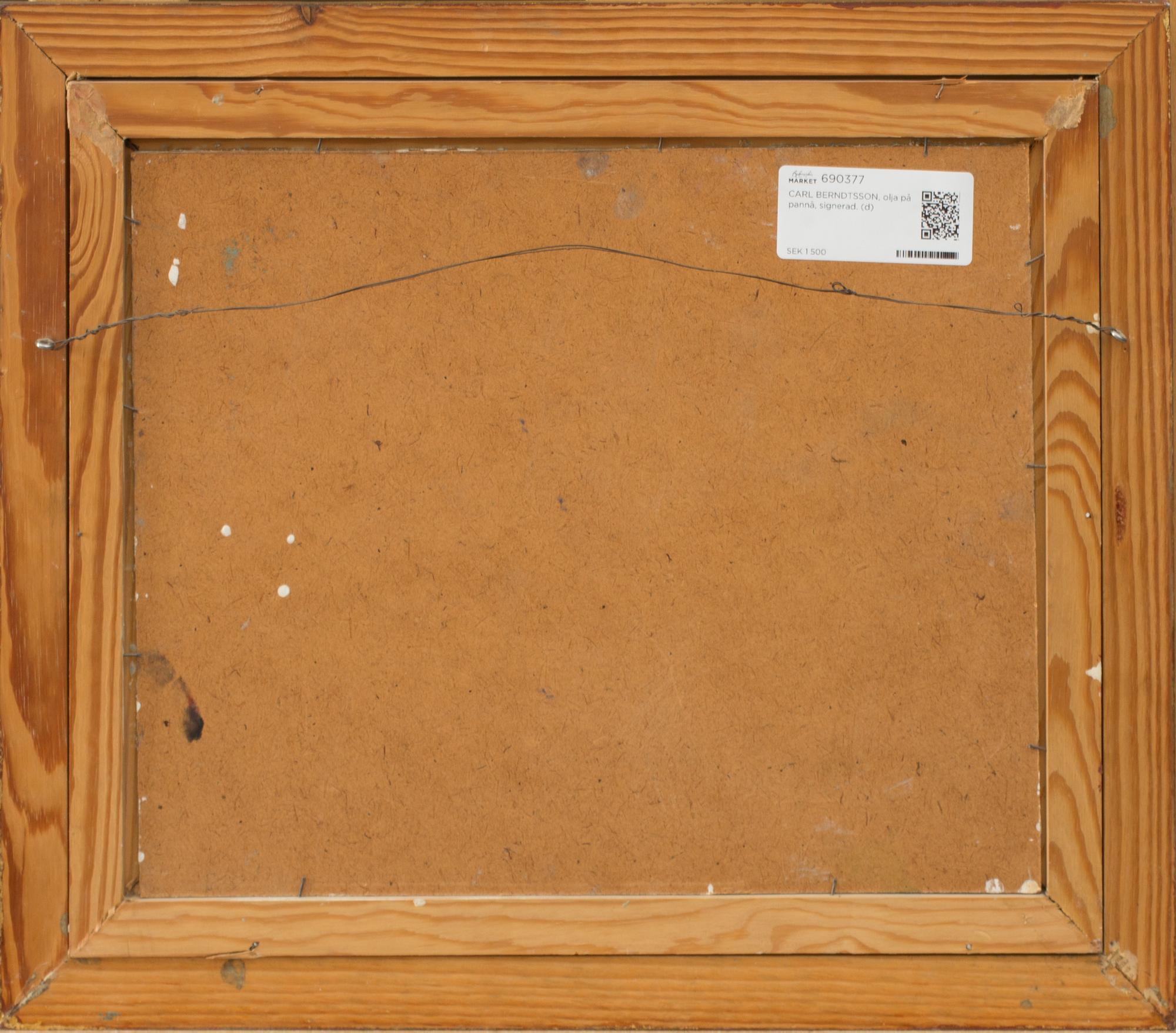 CARL BERNDTSSON, olja på pannå, signerad.