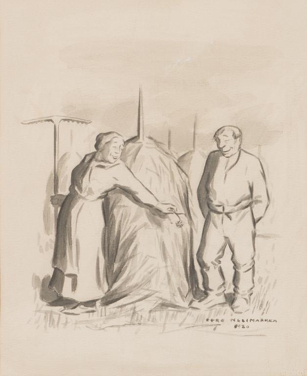 EERO NELIMARKKA, tussilaveeraus, signeerattu ja päivätty 1920.
