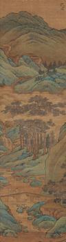 1536. A hanging scroll of wanderer in a landscape, in the manner of Shen Zhou (1427-1509). Qing dynasty (1644-1912).