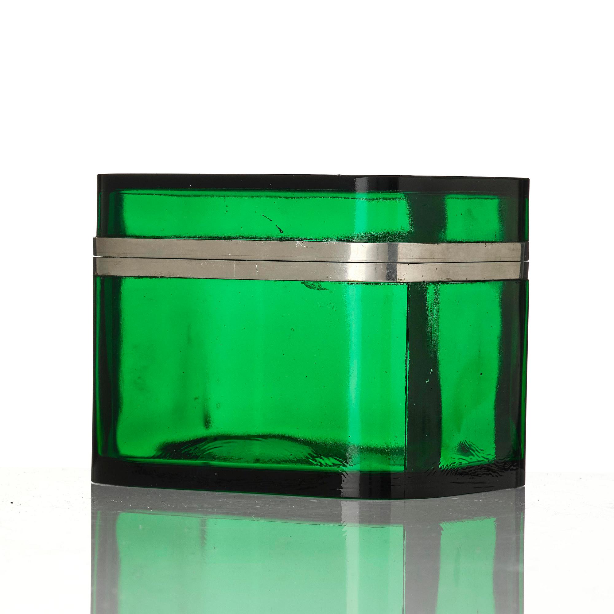 Josef Frank, a pewter mounted green-tinted glass box, Firma Svenskt Tenn.