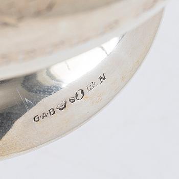 Skålar, 2 st, silver, GAB, Stockholm 1919, resp KG Markströms, Uppsala 1925.