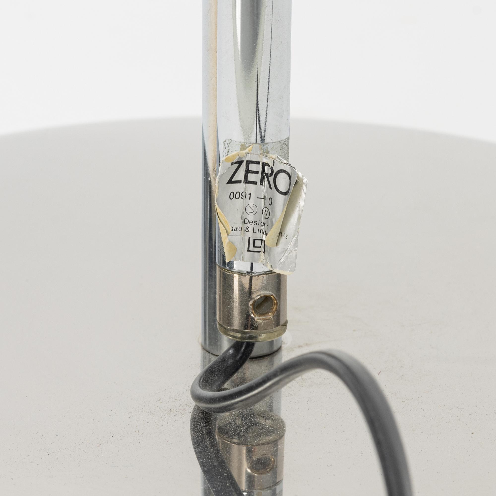 Börge Lindau & Bo Lindercrantz, a 'Zero' table lamp and 'Zero' floor lamp, late 20th century.