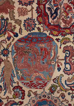 A CARPET, a semi-antique Tabriz figural, ca 363-366 x 252-258 cm.